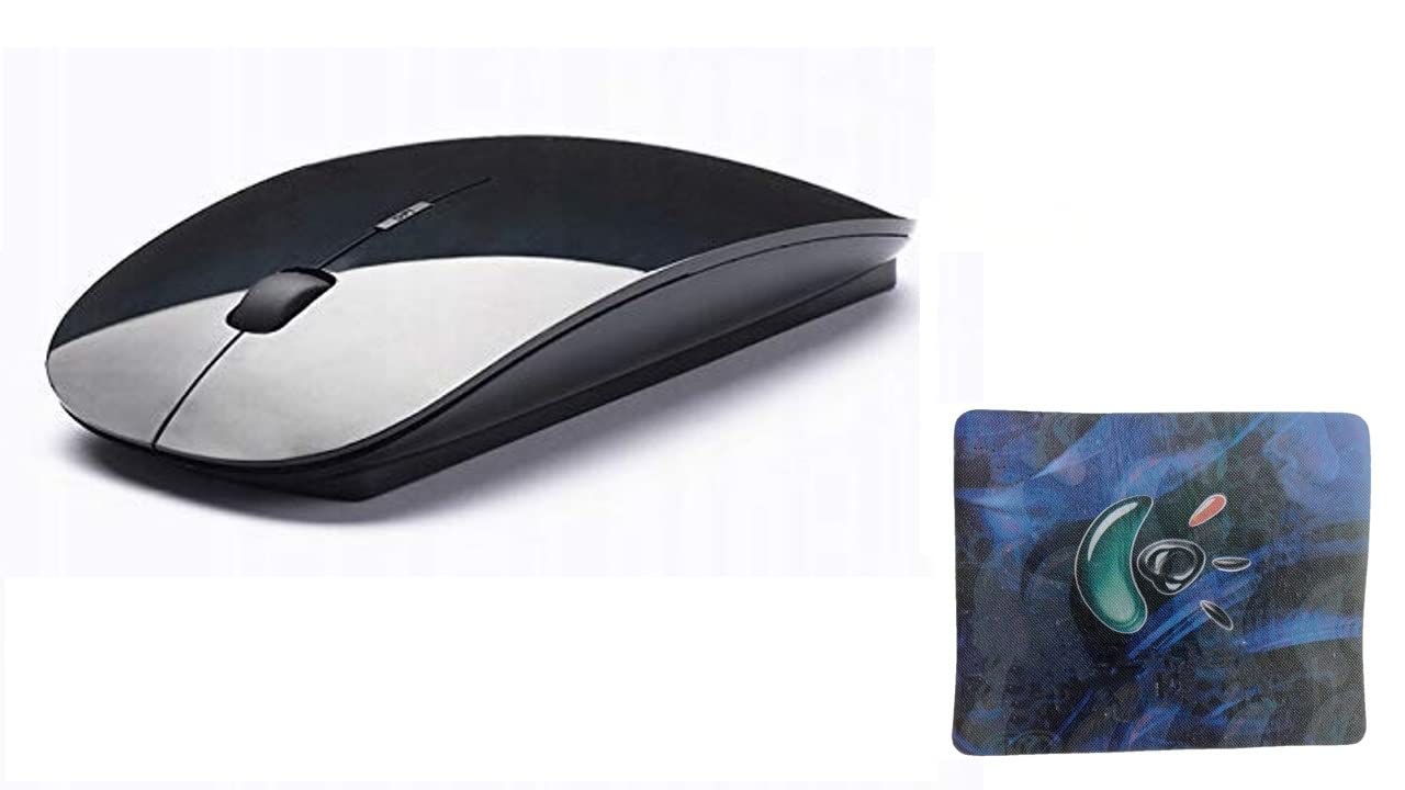 anjo combo of ultra slim wireless mouse & mouse pad 9x7.5 (black)