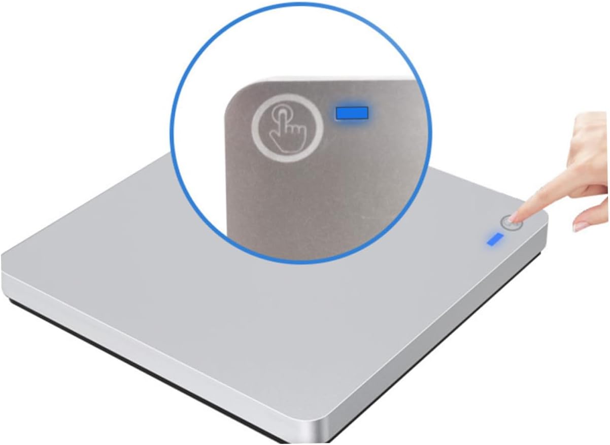 USB CD Burner Dual Interface External Drive Suction Type Multifunctional Optical Disc Writer for Home Office Use Ultra-Thin Portable CD DVD Player Compatible with Windows Silver