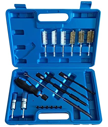 DHA 19pcs Car Diesel Injector Seat and Shaft Cleaner Cleaning Brush Kit, Engine Injection Nozzle Sealing Seat tool Set