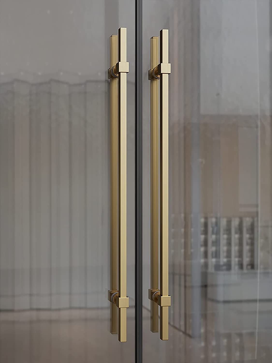 SaryEdge Sliding Barn Door Shower Door Push Pull Door Handle,Thickened Stainless Steel Door Handles for Metal Door Glass Door Tempered Door Wooden Door,Mo,Gold#1-Leng,Gold#1-Length 40cm(15.7inch)