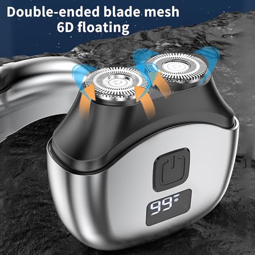 Image of Electric Shaver for Men Mini, Portable Electric Razor with LED Display, Detachable Washable Head, Type-C Charging, Double Foil Rotary Shaver for Face