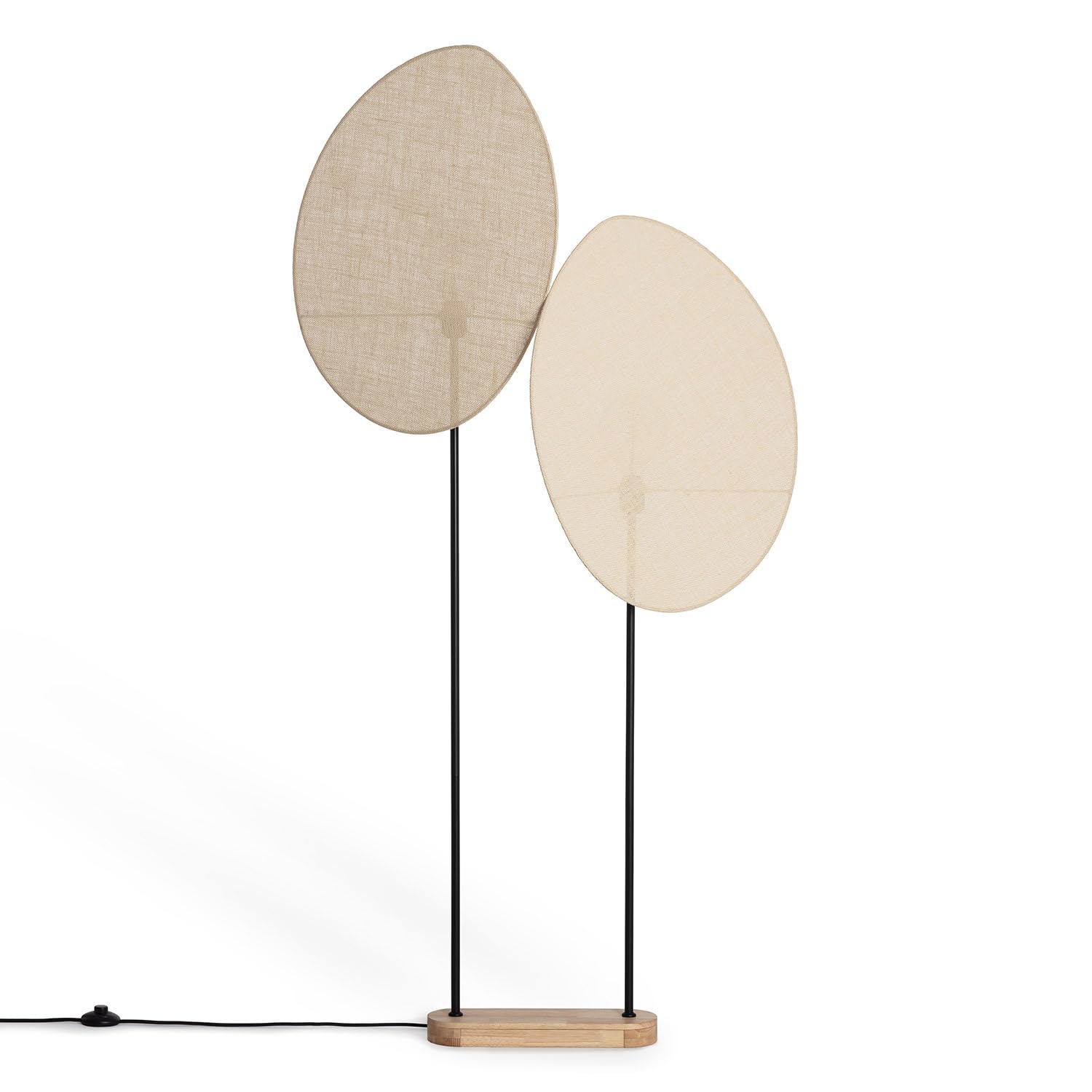 LEDKIA Lampada da Terra Metallo e Tessuto Elliptica Nero | Compatibile con Lampadina E27 220-240V | Design Ovale Versatile per Ogni Stile