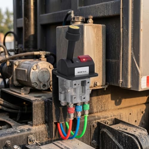 OVAQUIXI Steuerventil für Muldenkipper, Luftbetriebenes Aluminium-Proportionalventil mit 3 Arbeitspositionen für Hydraulische Systeme von Muldenkippern