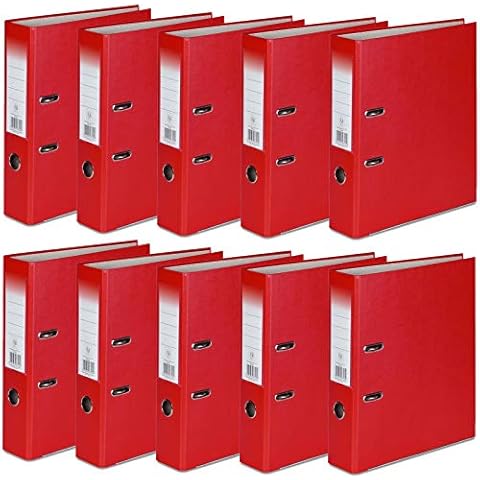 10 x Red A4 75mm Strong Premium Business Lever Arch Files Folders Metal Binder Bar Ring Document Cover