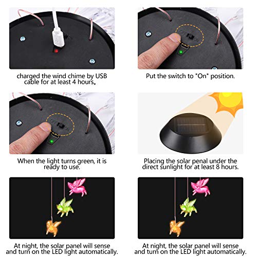 Doublezhe Flying Pig Solar Wind Chimes Outdoor Color Changing Solar Wind Chimes Outside Clearance Birthday Gifts For Women Garden Gift For Mom Grandma Solar Powered Light Memorial Windchime Yard Decor #TOP6