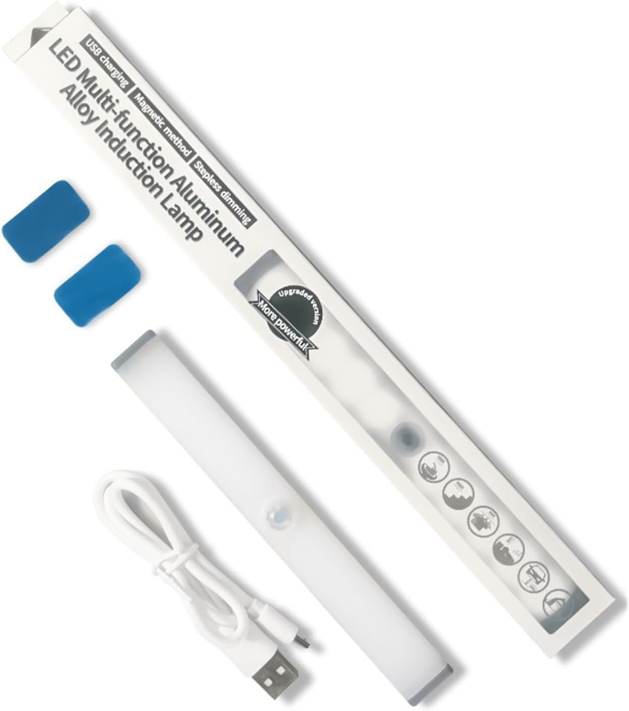 Ultra-Thin Intelligent Human Body Sensor LED lamp Strip Magnetic self-Adhesive Wiring-Free Cabinet Wardrobe lamp Bathroom Sensor lamp (Size : 500mm Warm Yellow Light)