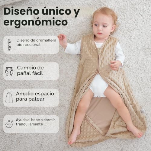 Miniatura 4 de Unnivoll Saco De Dormir Bébé 6-12 Meses, Saco Dormir Bebe Invierno Tog 1.5, Súper Cálido Para Bébé Recien Nacido Niñas Niños 78 Cm Café