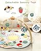 Baby Play Gym & Activity Mat, 5 Developmental Zones Tummy Time Mat with 4 Detachable Sensory Toys, Early Skills & Sensory Development Mat, Newborn Essentials Baby Shower Gift #3