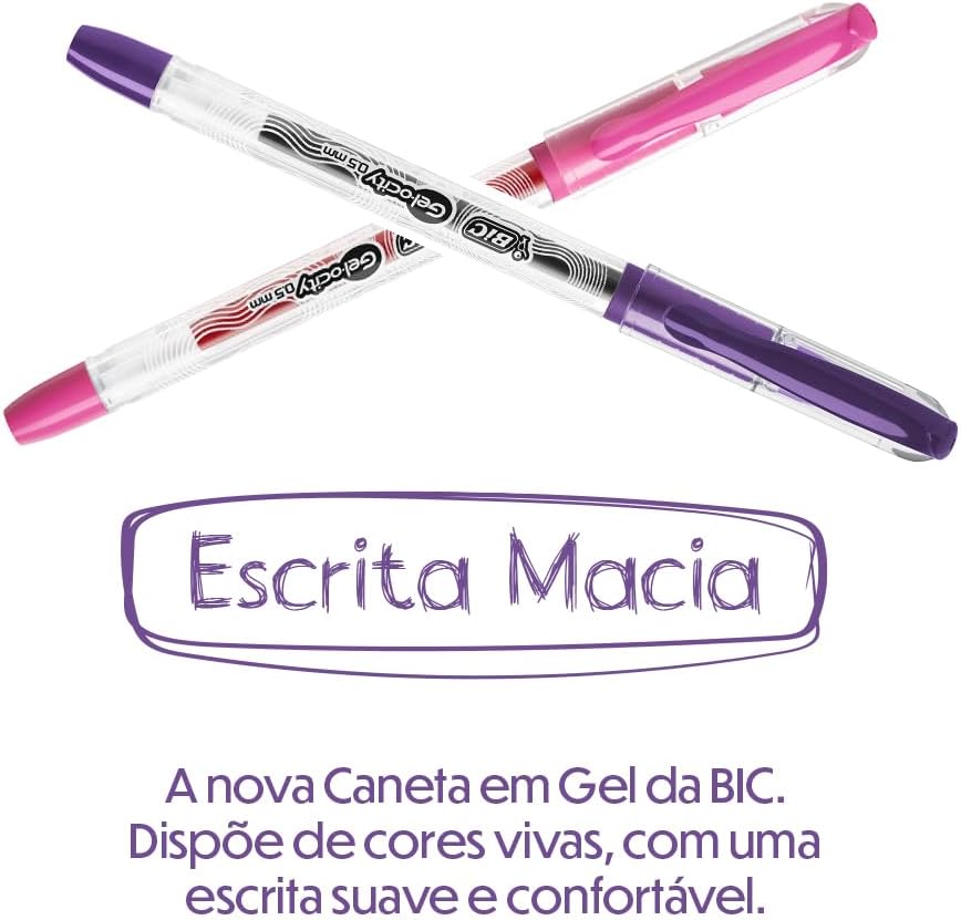 BIC, Caneta em Gel, Gelocity, Ponta Fina, 4 Cores