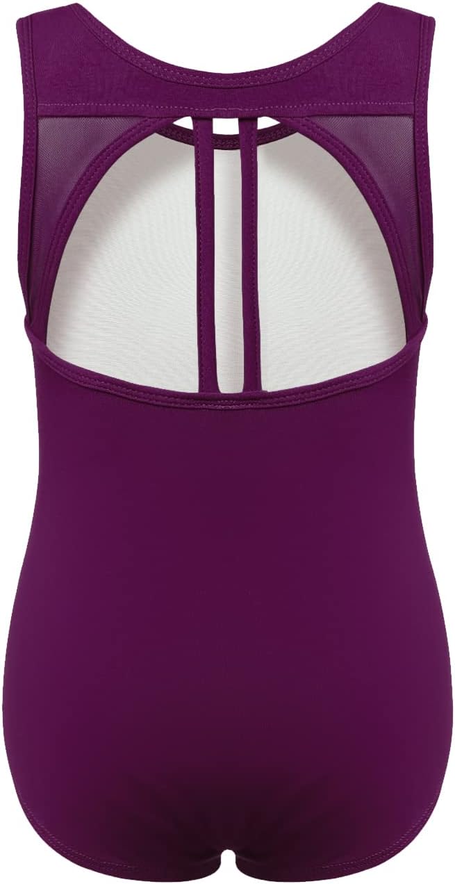 Phineein Girls Sleeveless Ballet Gymnastics Leotards Kids Athletic Crisscross Mesh Back Dancewear Unitards