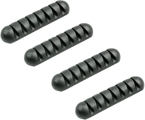 Organizador de cables de gestión de cables, soporte de cable flexible negro para almacenar ordenadamente cables de carga, cables USB y accesorios,