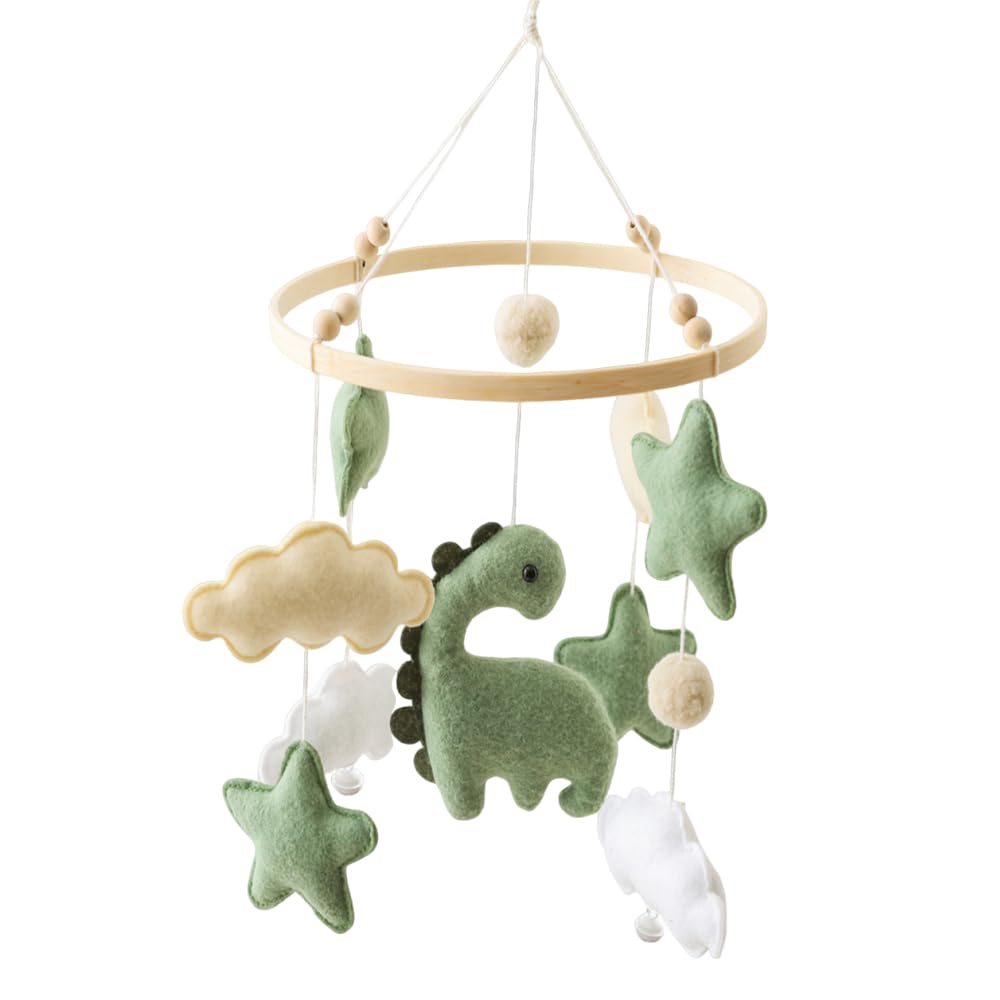 Movil Cuna Bebe, Carrusel Cuna Bebe con Dinosaurios, Nubes y Estrellas, Mobile bebe Colgante Decoración, Regalo para Recién Nacidos, Niños y Niñas