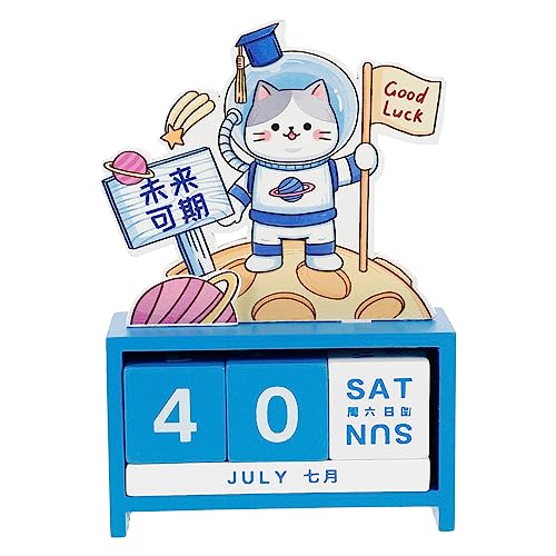 NUOBESTY Gato Bloques De Construcción Calendario De Escritorio Placa Etiqueta Engomada Del Hogar Oficina Calendario De Escritorio Diario Escritorio Rústico Planificador Anual Calendario
