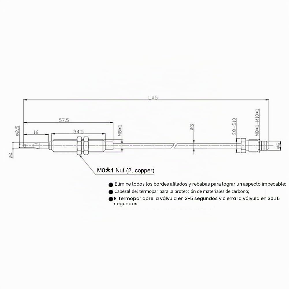 METER STAR Termopar de gas universal 24" para parrilla, calentador de hoguera o agua a gas, tuerca M8x1