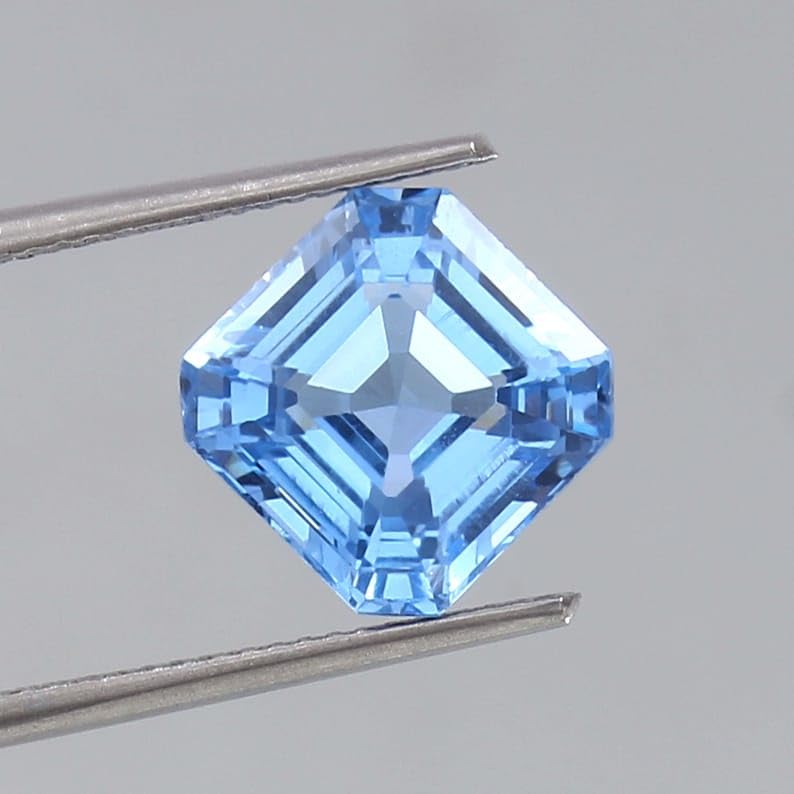 Spinelle naturelle bleu de Ceylan Asscher de 8,6 mm pour la création de bagues et bijoux - 3