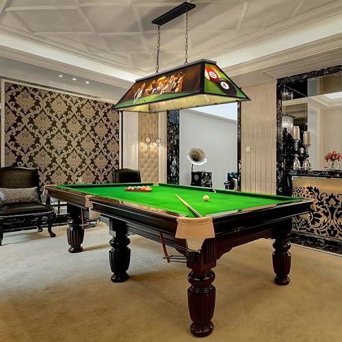 Wellmet Tiffany Pool Table Light, Dogs Playing Billiards Lights for 7' 8' 9' Pool Table, 5 Lights Billiard Fixture Hanging Pendant Lamp for Snooker Table, Cabin, Game Room, Men's Cave, Dining Room by Wellmet - Image 7