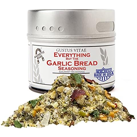 Everything But The Garlic Bread Seasoning | All Natural | Non GMO | 1.7 oz (48 g) | Gourmet Spice Mix | Small Batch | Artisanal Rub | Seasoning Pack | Magnetic Tin | Gustus Vitae | #848 Cover