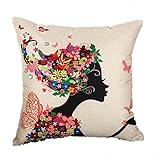 Biodawn La Vida Árbol coloridoAlgodón de LinoFunda de Almohada Decorativa Sofá Sofa Coche Cama 45cm x 45cm