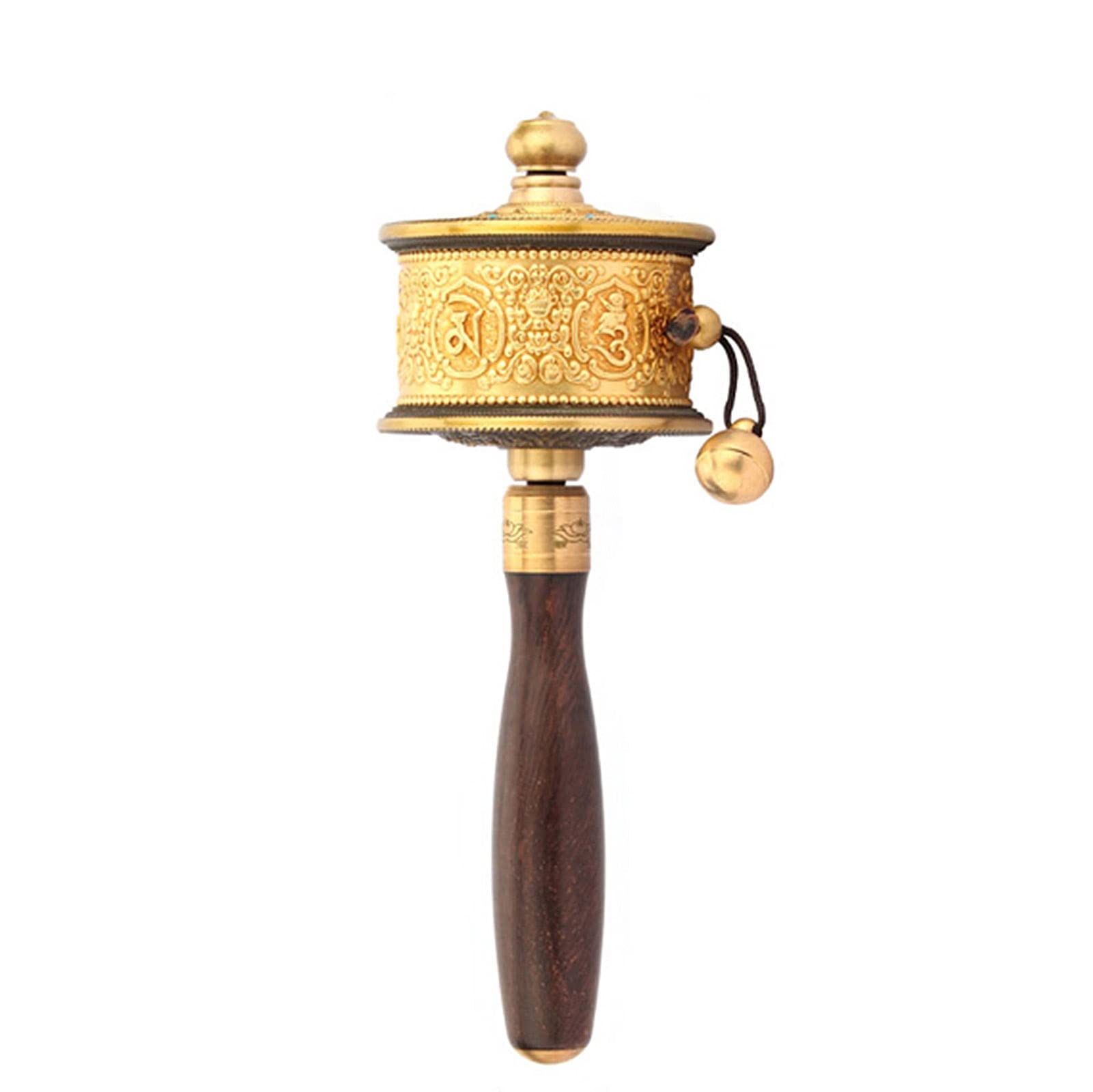 VHJdtE Prayer wheels, Wheel Buddhist Tibetan Prayer Brass Handheld Hand-Carved Meditation Yoga