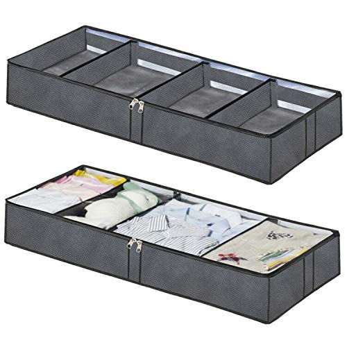 Underbed Storage Containers with Adjustable Dividers - 2-Pack, Under Bed Storage Box