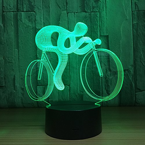 Preisvergleich Produktbild LED Nachtlicht Für Kinder, 3D Mountainbike Optische Illusions Lampen Fernbedienung Nachttischlampe 16 Farben Ändern Touch Schreibtisch Lampen Weihnachten Geburtstagsgeschenk Spielzeug