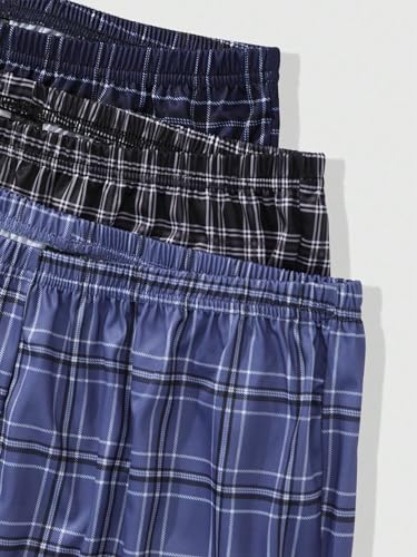 WDIRARA Calça de pijama masculina com estampa xadrez de 3 peças com cintura elástica, Multicor, M