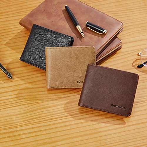 Bostanten Genuine Leather Wallets For Men Bifold Rfid Blocking Wallet With 2 Id Window Black #TOP7