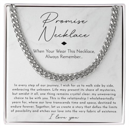 Cuban Chain Necklace - Promise Necklace for Him, 1 Year for Boyfriend, Valentine's Day & Christmas2