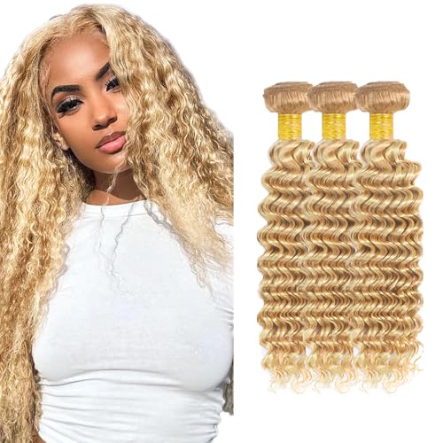 P27/613 Blonde Bundles Human Hair Deep Wave...