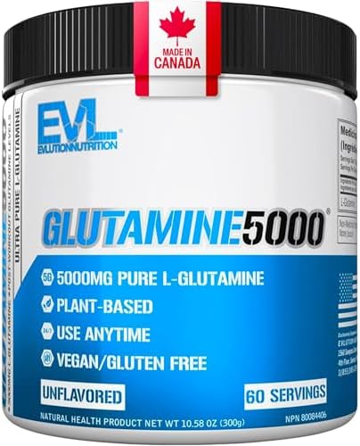L Glutamine Powder 5000MG | Workout Recovery, Gut Health, Digestion & Immune Support | 5G Plant-Based L-Glutamine Per Scoop | Unflavored, Vegan & Gluten-Free | Made in Canada | 60 Servings (300g)