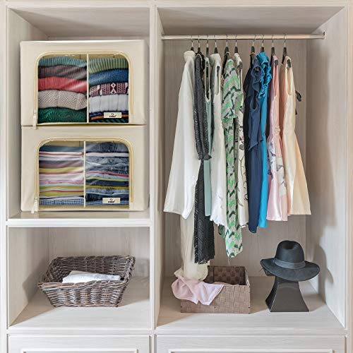 Sorbus Storage Bins with Divided Interior - Stackable & Foldable Clothes Organizer Bags, Fabric Storage Container Organizers with Metal Oxford Frame Large Window & Carry Handles, Organization for Bedroom, Closet, Bedding, Linens, Clothes, Books & Toys - Thumbnail 3