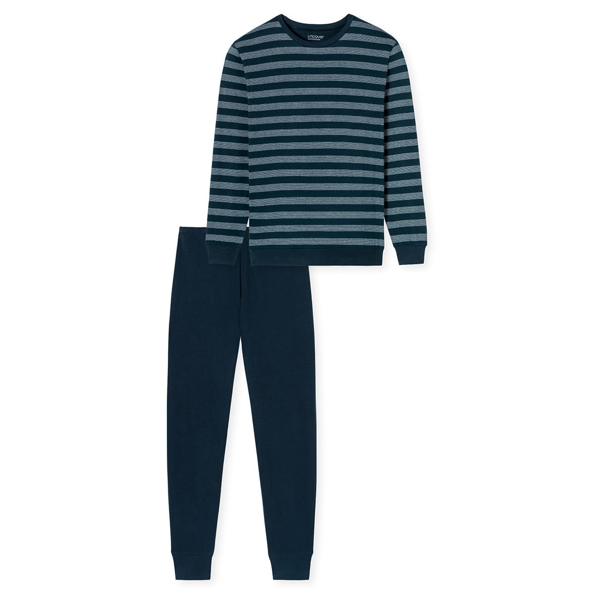 Uncover by Schiesser Herren Schlafanzug Set Shirt und Hose lang mit Bündchen - Nachtwäsche