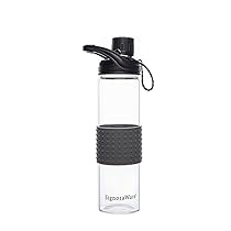 Signoraware Aqua Glow Borosilicate Glass Water Bottle, Set of 1, (Black, 550ml/21mm)
