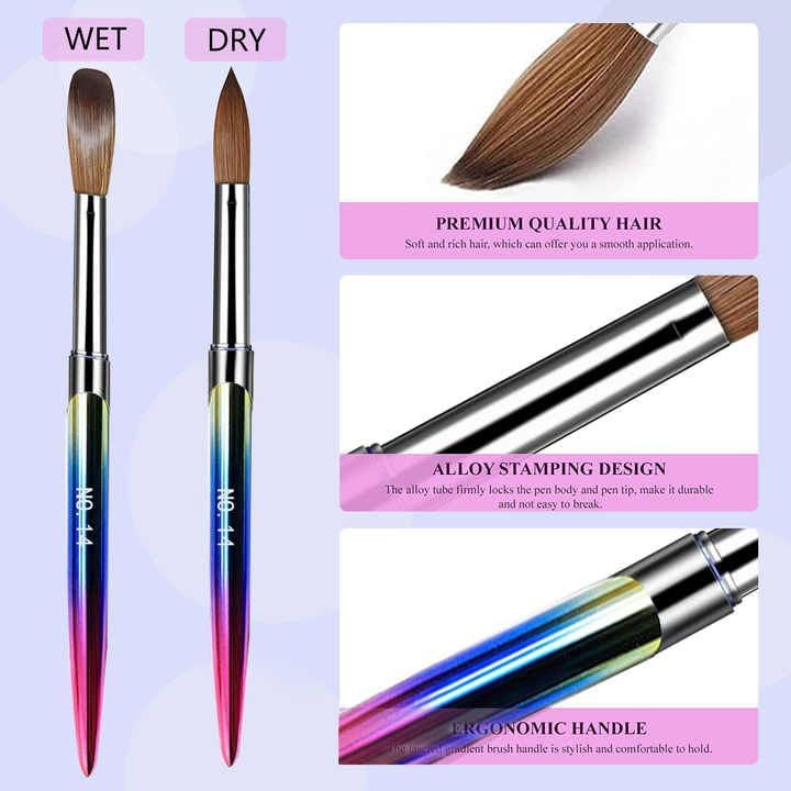KIRA Professional Rounded Acrylic Brush Set | Nail Art Extensions | Natural Bristles Bristles & Light Sturdy Rainbow Body, Smooth Application | 4pc Acrylic Nail Brush, Size 10/12/14/16 - Image 2 thumbnail