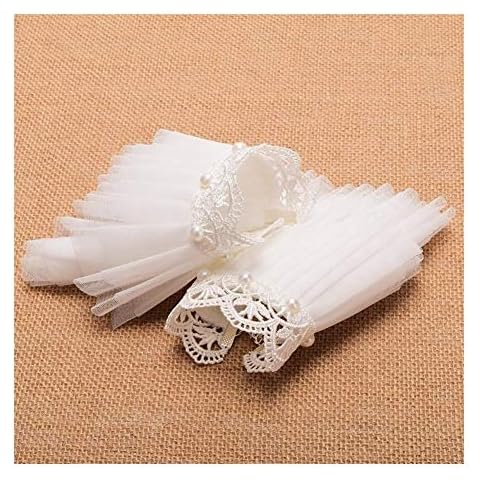 YUNGYE White Lace Wrist Cuffs With Beads Victorian Bracelet Medieval Bracers Cosplay Accessory (Color : White, Gloves Size : One Size) Cover