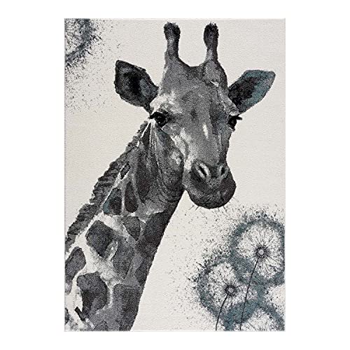 payé Vloerkleed kinderkamer - crème - 80x150cm - giraffe laagpolig tienertapijt slaapkamer woonkamer tapijt - jungle decoratie meisje jongen baby - Afbeelding 3
