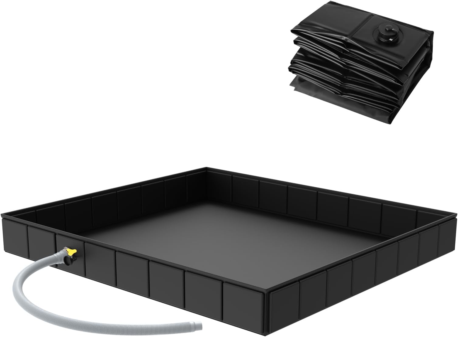 Foldable Shower Base, 104x104x13cm Large Portable Shower Pan with Drain Pipe, Camping Shower Base, Tent Shower Tray Awning Base for Indoor Outdoor Camping, Pet Shower Bathing Tray