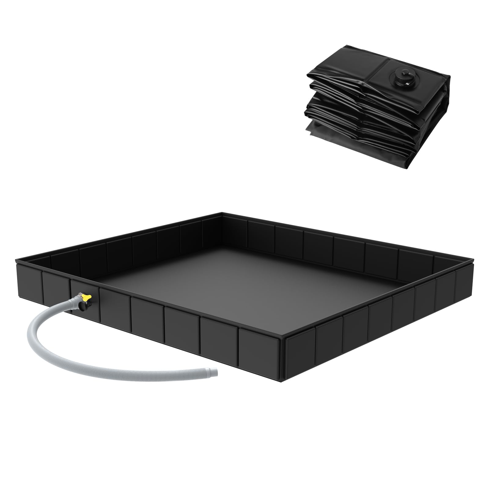 Foldable Shower Base, 104x104x13cm Large Portable Shower Pan with Drain Pipe, Camping Shower Base, Tent Shower Tray Awning Base for Indoor Outdoor Camping, Pet Shower Bathing Tray