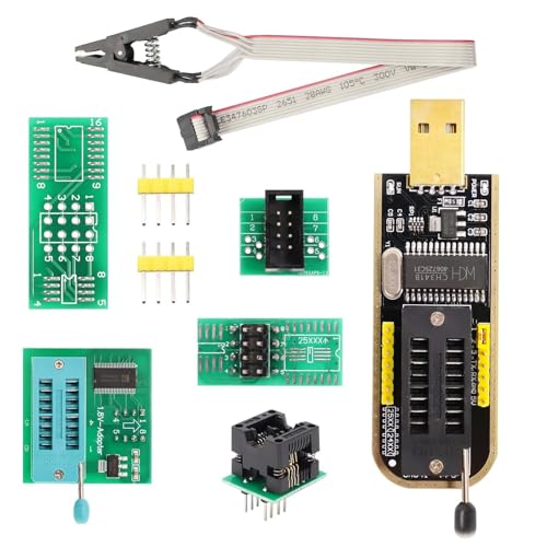 ⚙️ 【Compatibile con Arduino】: Ch341a spi + clip soic8 compatibile con il software di programmazione BIOS e supporta l'intero processo di programmazione: rilevamento, cancellazione, controllo dello spazio vuoto, scrittura e verifica – perfetto per professionisti e utenti fai-da-te.
