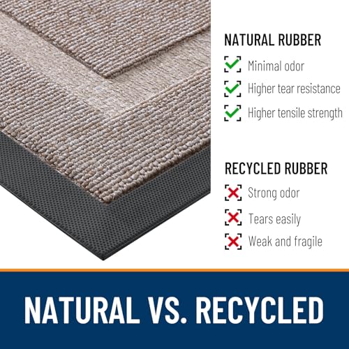 Image of OLANLY Half Circle Door Mat Indoor Outdoor Entrance Welcome, Waterproof All-Season, All-Weather Doormat, Sturdy Natural Rubber, Low Profile, Easy Clean Patio Porch Entryway Mat, 59x34, Camel