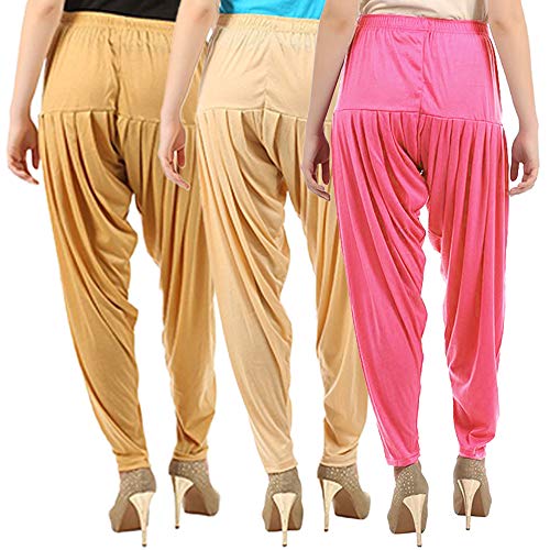 Image of Buy That Trendz Combo Offer (Pack of 3) Cotton Viscose Lycra Dhoti Patiyala Salwar Harem Bottoms Pants for Womens (White, Maroon, Black)