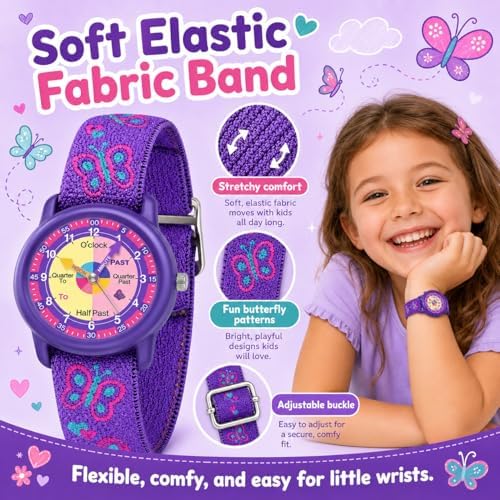 Kids Watch, Analog Watch for Boys Girls Ages 3-12, Waterproof Teaching Watch with Elastic Strap, Fun Learning First Watch for Kids, Ideal Birthday Christmas Gift for Kids — 사진 6