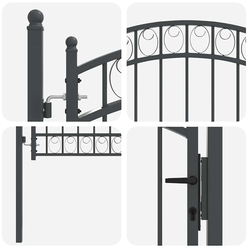 vidaXL Cancello per recinzione EMMEN 100 x 100 cm, Sicurezza per Giardino e Terrazza, Cancello in Acciaio Moderno, Barriera Resistente, Montaggio Facile