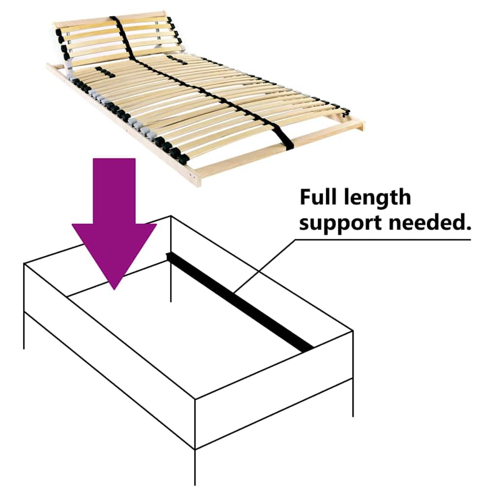 Somier de láminas marrón de madera maciza de haya, 90 x 190 cm, somier fijo para dormitorio, habitación infantil, habitación juvenil, soporte estable para colchón, fácil montaje