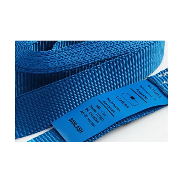 Sandax 6X Spanngurte mit Klemmschloss im Set, 6m lang, 25mm breit, blau, Zurrgurte mit Klemmverschluss kurz, belastbar bis 250kg, DIN EN 12195-2, Einteilige Befestigungsgurte Klemmschlossgurte – Bild 7