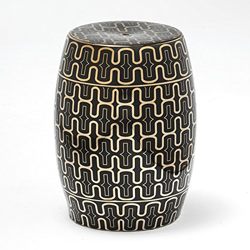 TABURETE 32X32X43 CERAMICA NEGRO/DORADO