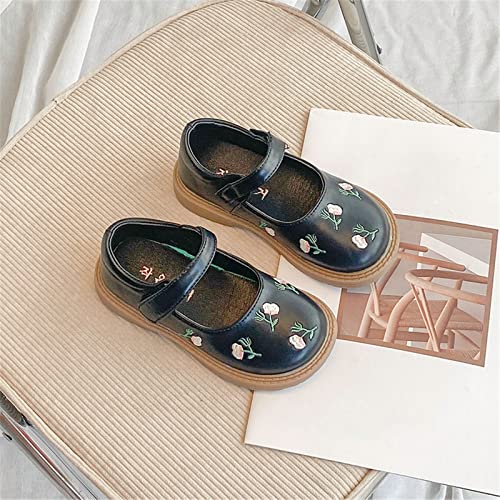 Girls Sandals Girls Leather Flower EmbroideryDesign Soft Round Toe Princess Dress Flat Shoes(Toddler/Little Baby Jellies (C, 12 Little Kids)4