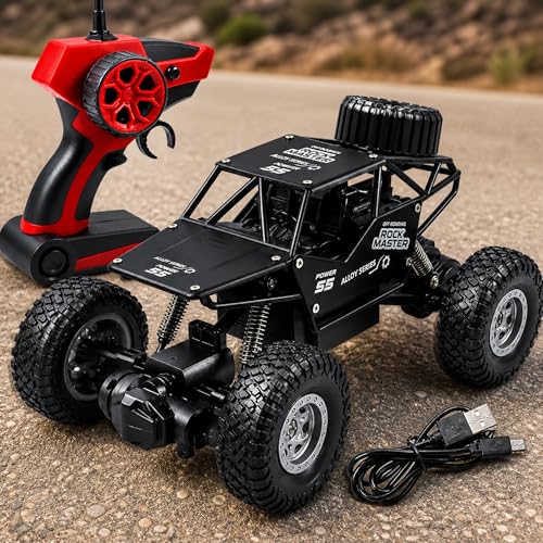 Image of Toyshine 1:18 Scale 40mhz Frequency Remote Control High Speed Alloy Off Road Rock Crawler Fast Racing Vehicle Electric Hobby Toy Car for Kids Adults - Black