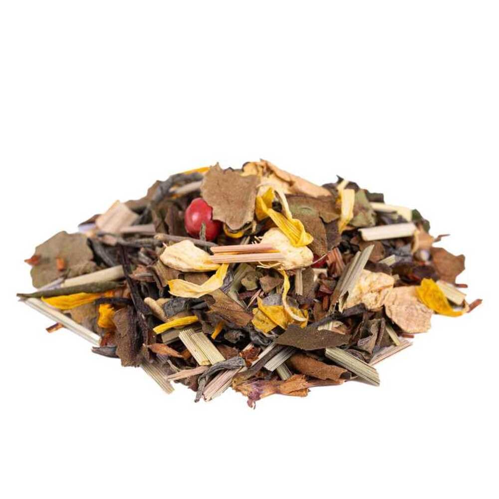 Mezcla Te Verde y Blanco Jengibre y Mango a Granel 100 Gramos - My Tea Moments - Cultivo Sostenible - Ingredientes Naturales: Caléndula, Citronela, Guaraná, Jengibre, Mango, Pimienta Rosa, Tulsi.