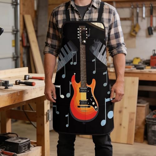 Delantal de trabajo unisex con diseño Guitar Piano y 8 bolsillos miniatura 5